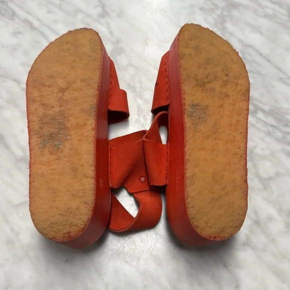 Bryr Studio Jesse Leather Platform Wooden Sandal Orange-Red Size 39/9 - Picture 8 of 12